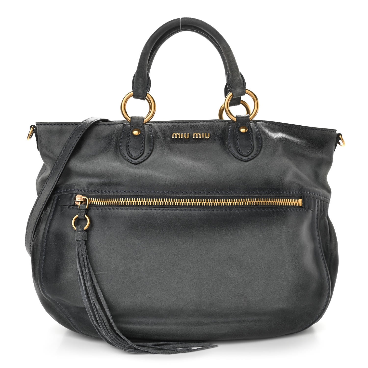 Miu Miu Calfskin Zip Tote Blue 1 of 11