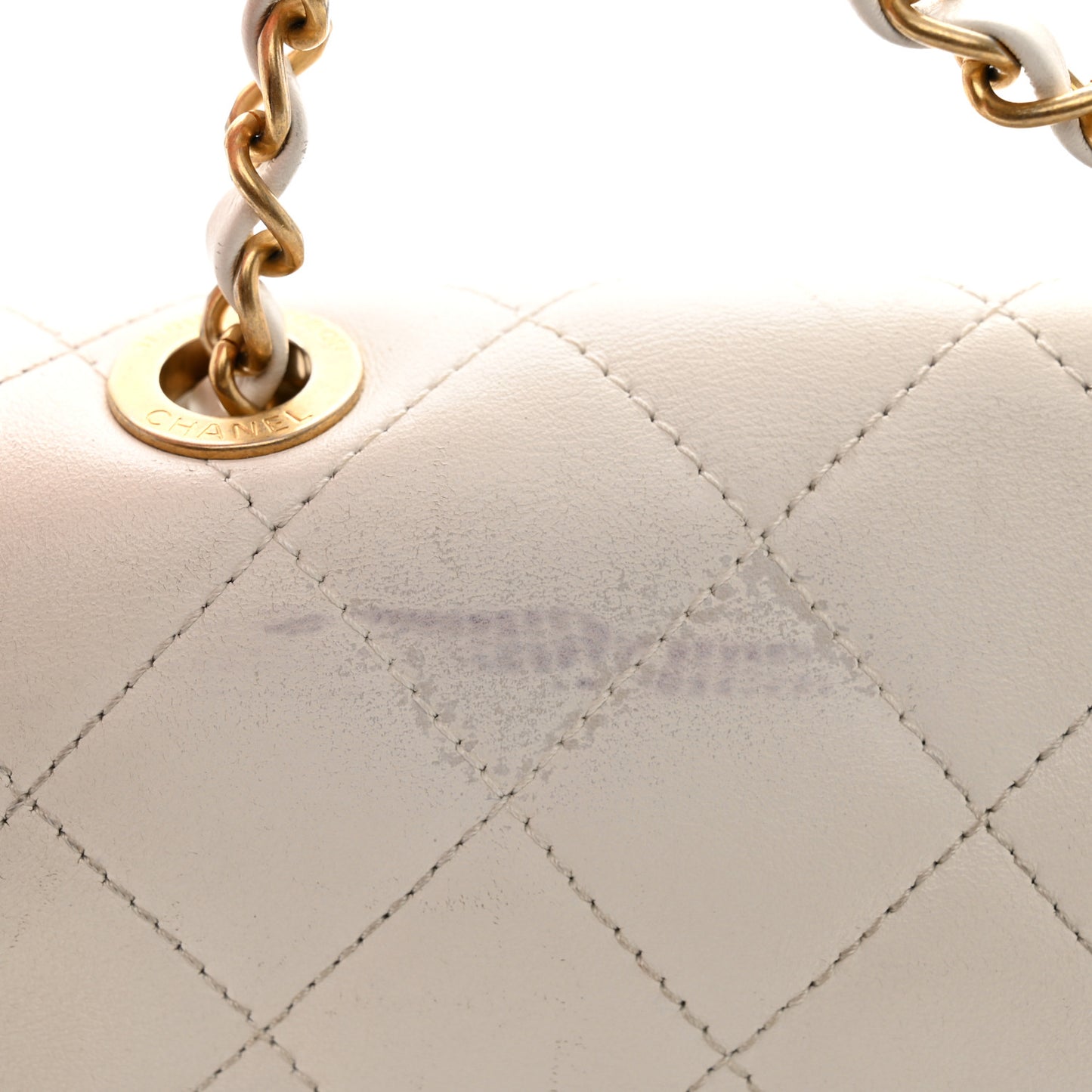 Calfskin Quilted Enchained Flap White