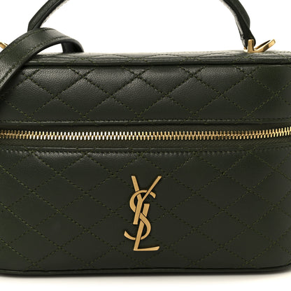 Saint Laurent Lambskin Quilted Mini Gaby Vanity Case Olive Wood 8 of 10