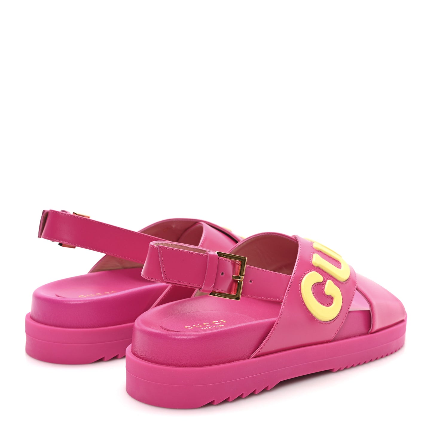 Calfskin Elizabeth Nappa Charlotte Logo Slingback Sandals 36.5 Fancy Fuchsia