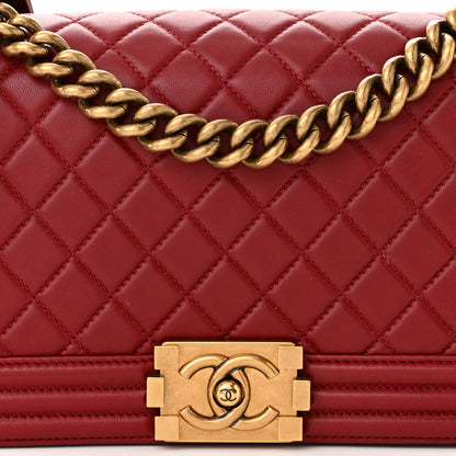 Chanel Lambskin Quilted Medium Boy Flap Dark Red 8 of 11
