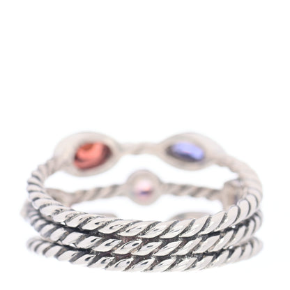 David Yurman Sterling Silver Iolite Garnet Tourmaline Amethyst Confetti 3 Row Ring 54 7 4 of 5