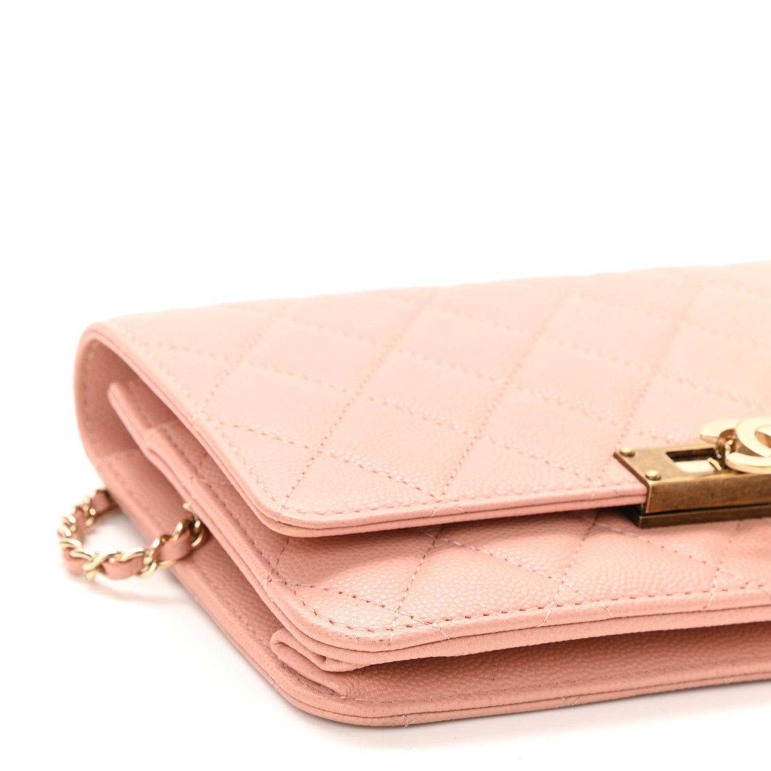 Chanel Caviar Quilted Golden Class Wallet On Chain WOC Pink 9 of 11
