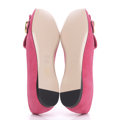 Gucci Kid Scamosciato GG Marmont Fringe Flats 37.5 Hot Pink 5 of 9