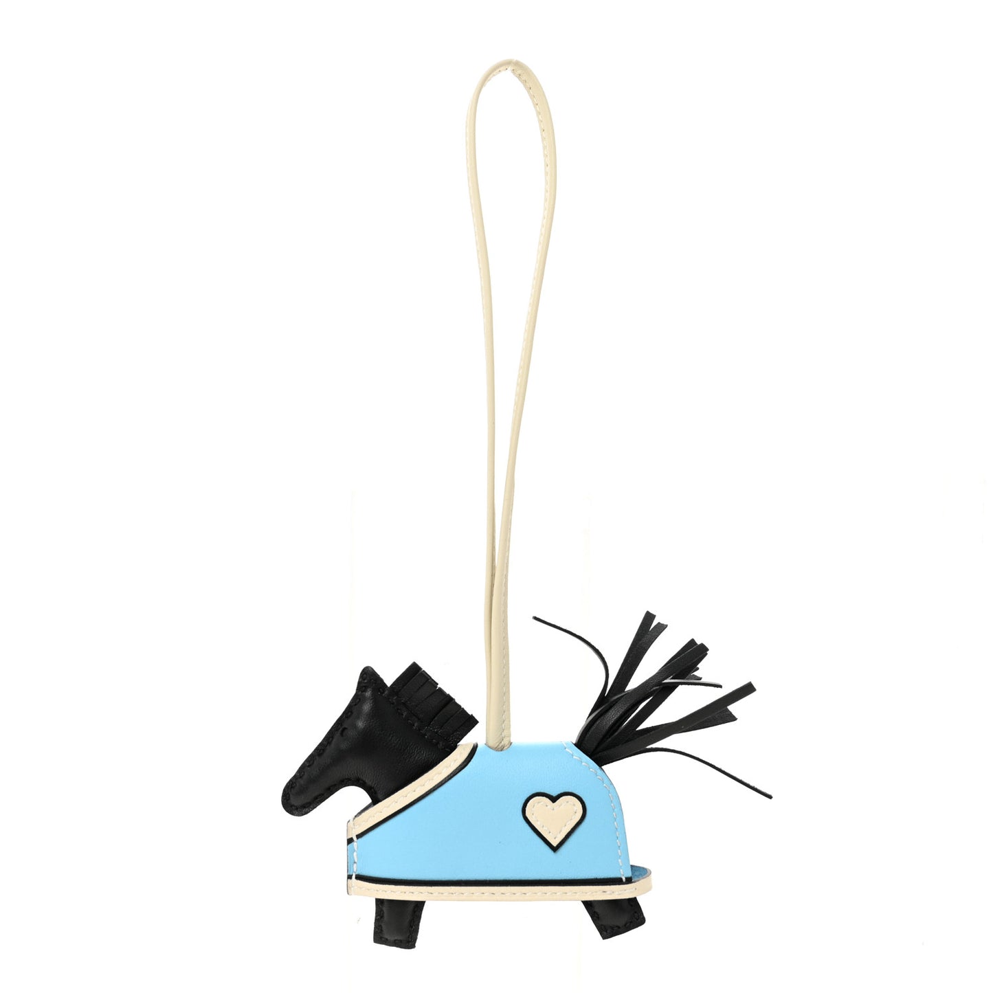 Milo Lambskin Grigri Rodeo Robeo Coeur Bag Charm PM Black Craie Celeste