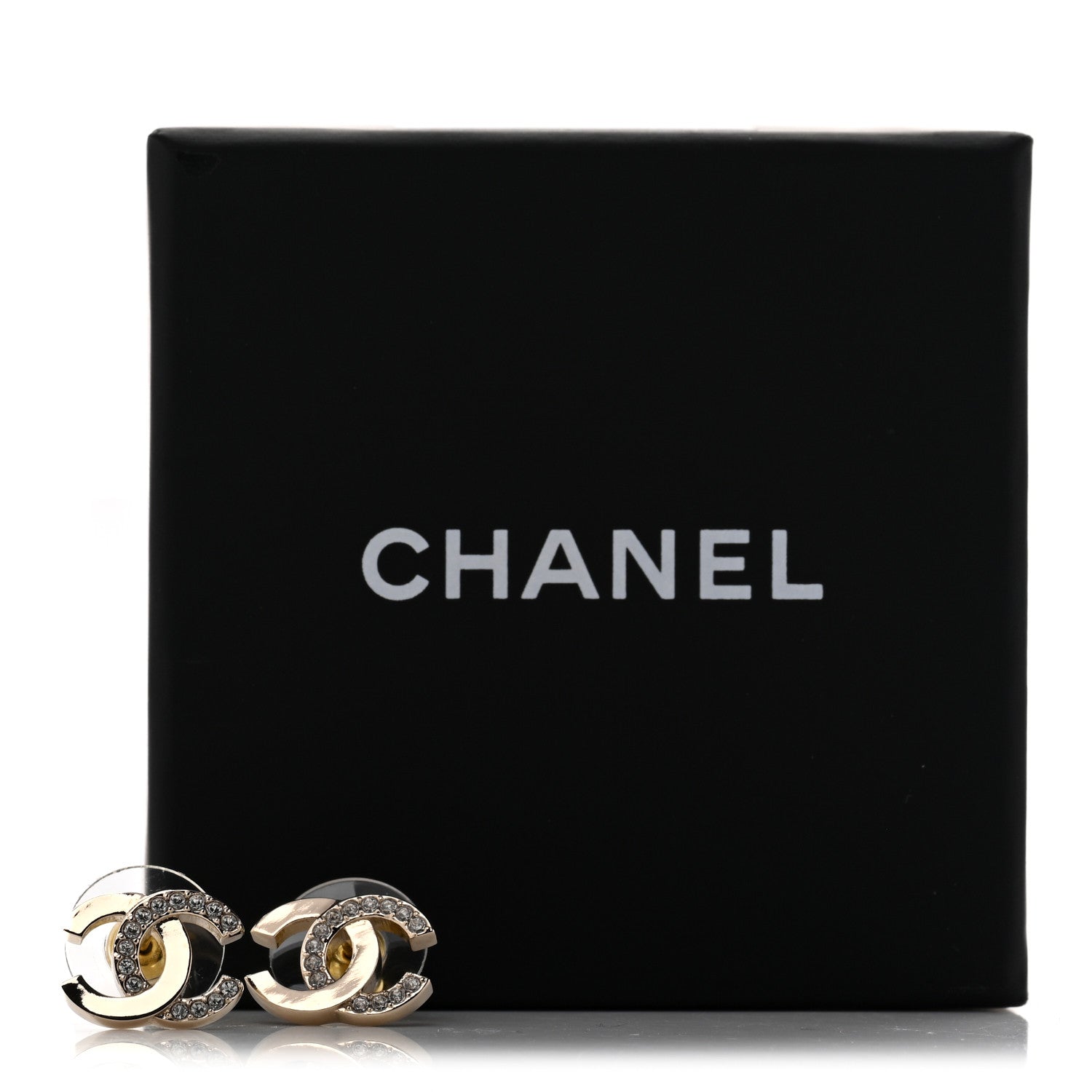Chanel Metal Crystal CC Earrings Gold 5 of 5