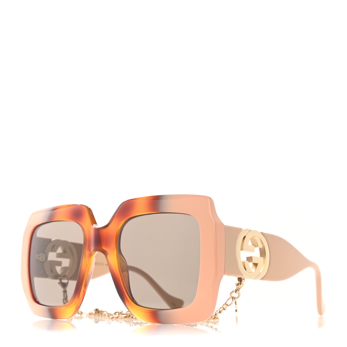 Acetate Square Frame Chain Sunglasses GG1022S Brown