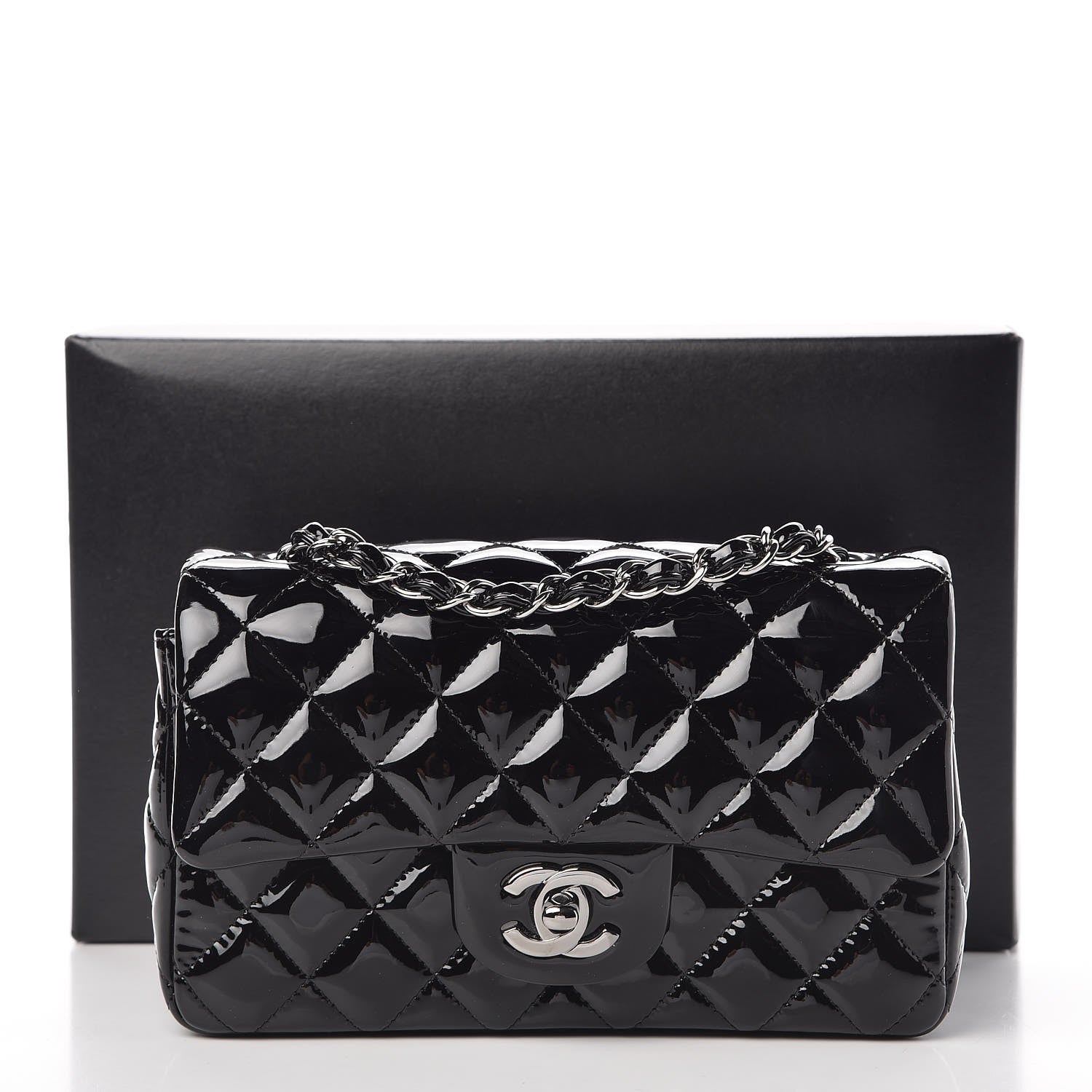 Chanel Patent Calfskin Quilted Mini Rectangular Flap Black 8 of 8