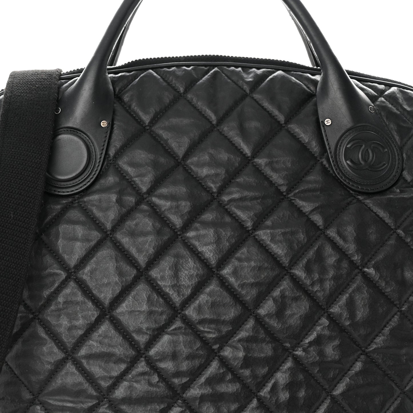 Coated Canvas Quilted Large Garment Travel Bag Black