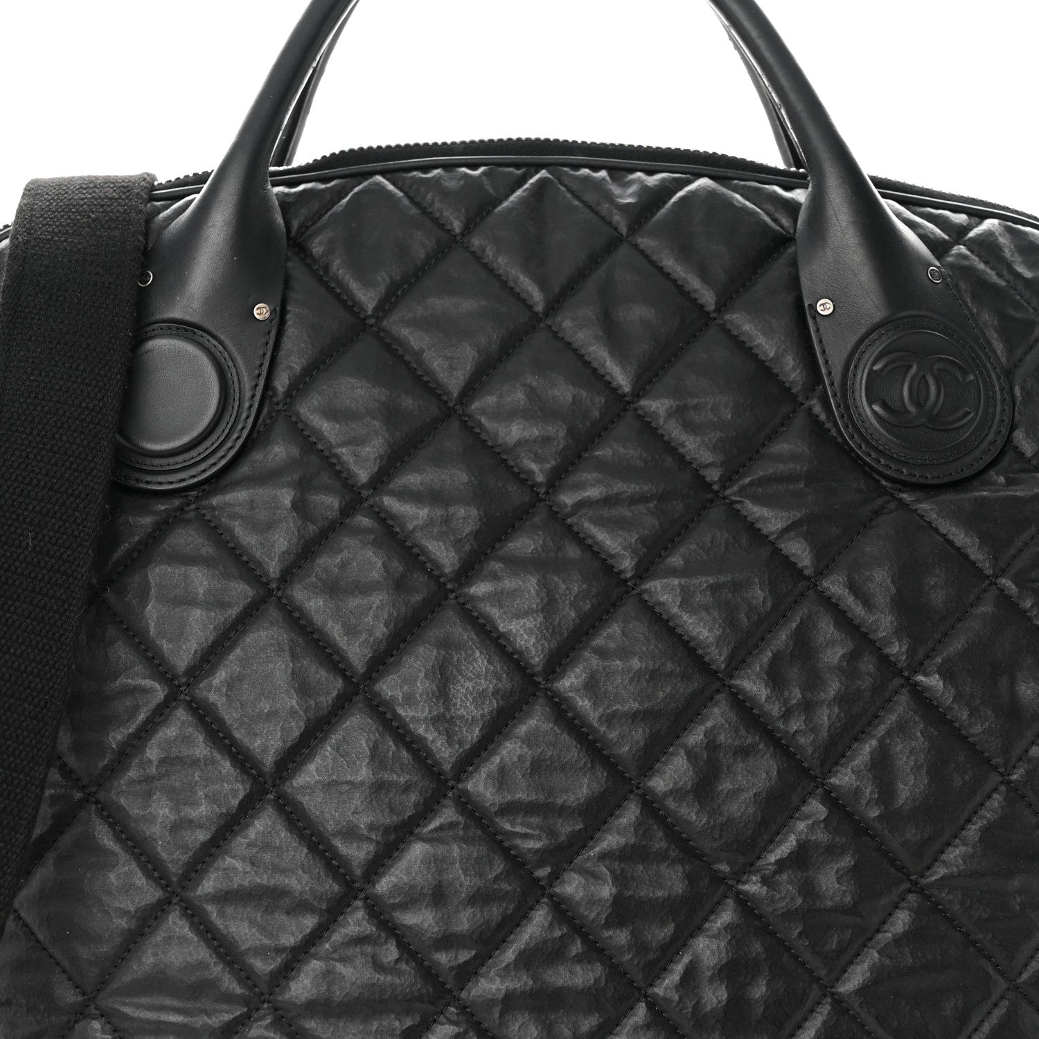 Chanel Coated Canvas Quilted Large Garment Travel Bag Black 8 of 10