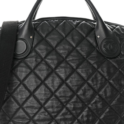 Chanel Coated Canvas Quilted Large Garment Travel Bag Black 8 of 10