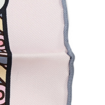 Hermes Silk Carre Duels Oniriques Scarf 90 Rose Pale Gris Jaune 7 of 7
