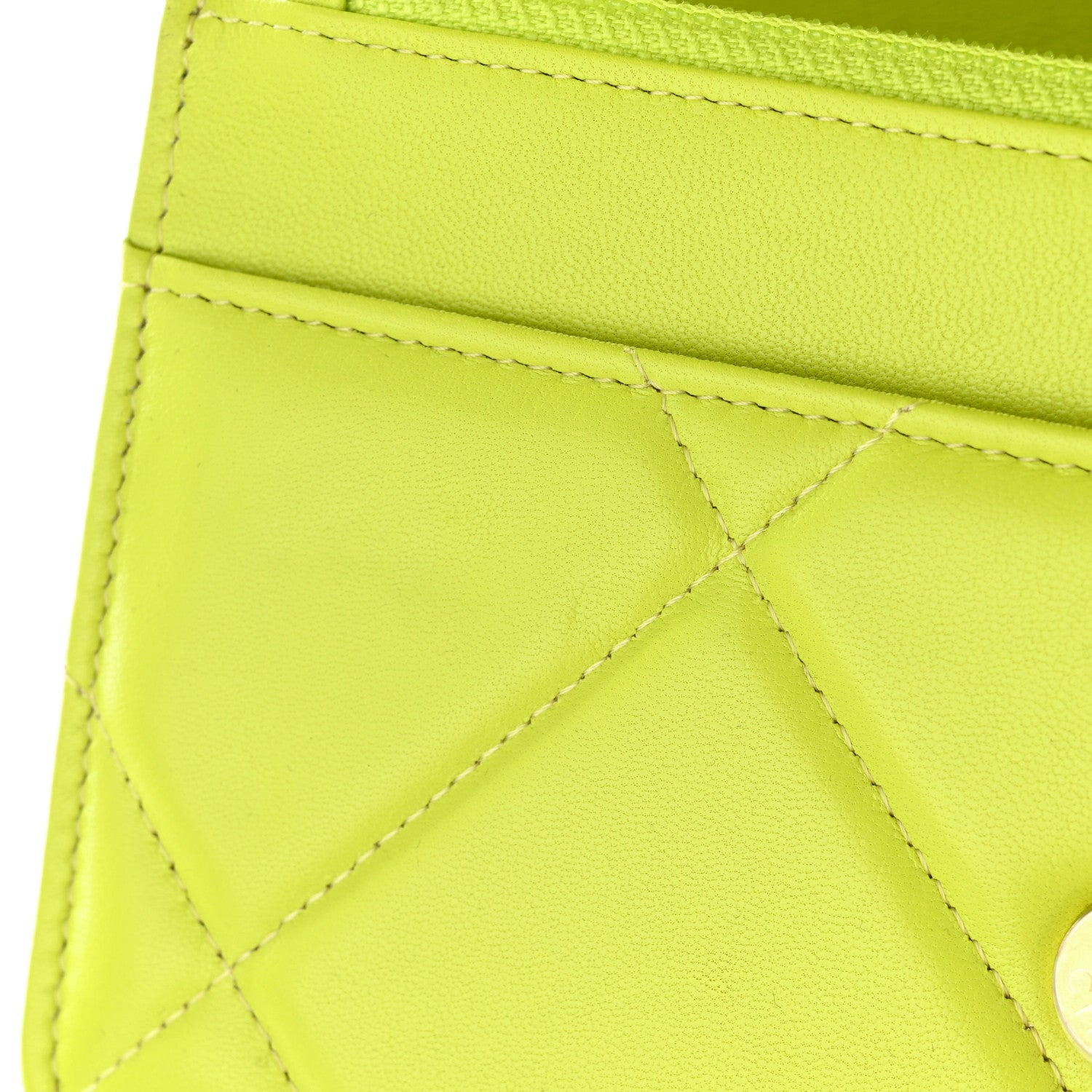 Chanel Shiny Lambskin Quilted Chanel 19 Wallet On Chain WOC Neon Yellow 14 of 14