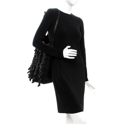 Valentino Garavani Lambskin Rockstud Fringe Bucket Black 2 of 10