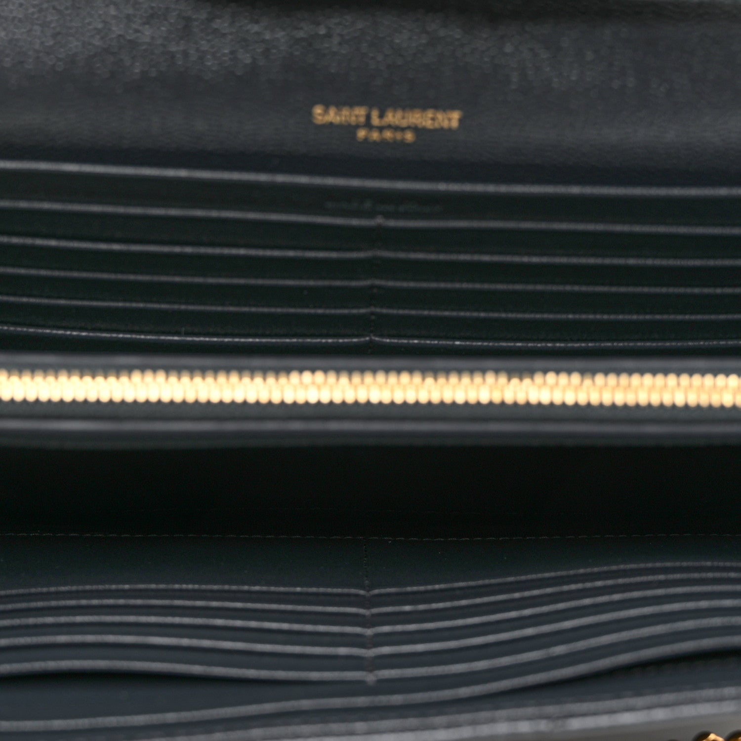 Saint Laurent Grain De Poudre Matelasse Chevron Monogram Chain Wallet Storm 4 of 7