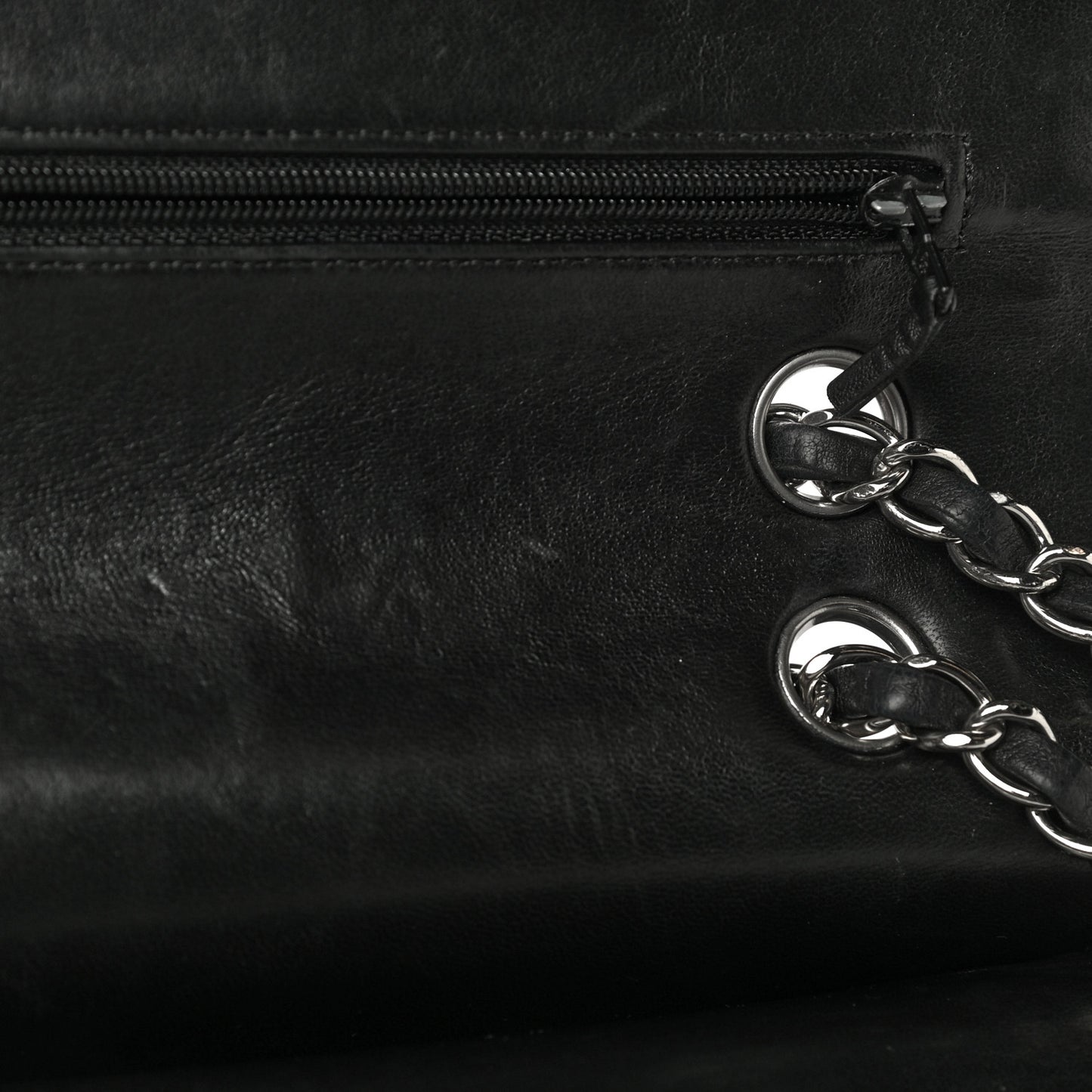 Lambskin Quilted Medium Double Flap Black
