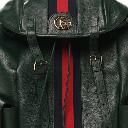 Gucci Grained Calfskin Medium Ophidia Double Buckle Backpack Green 6 of 8