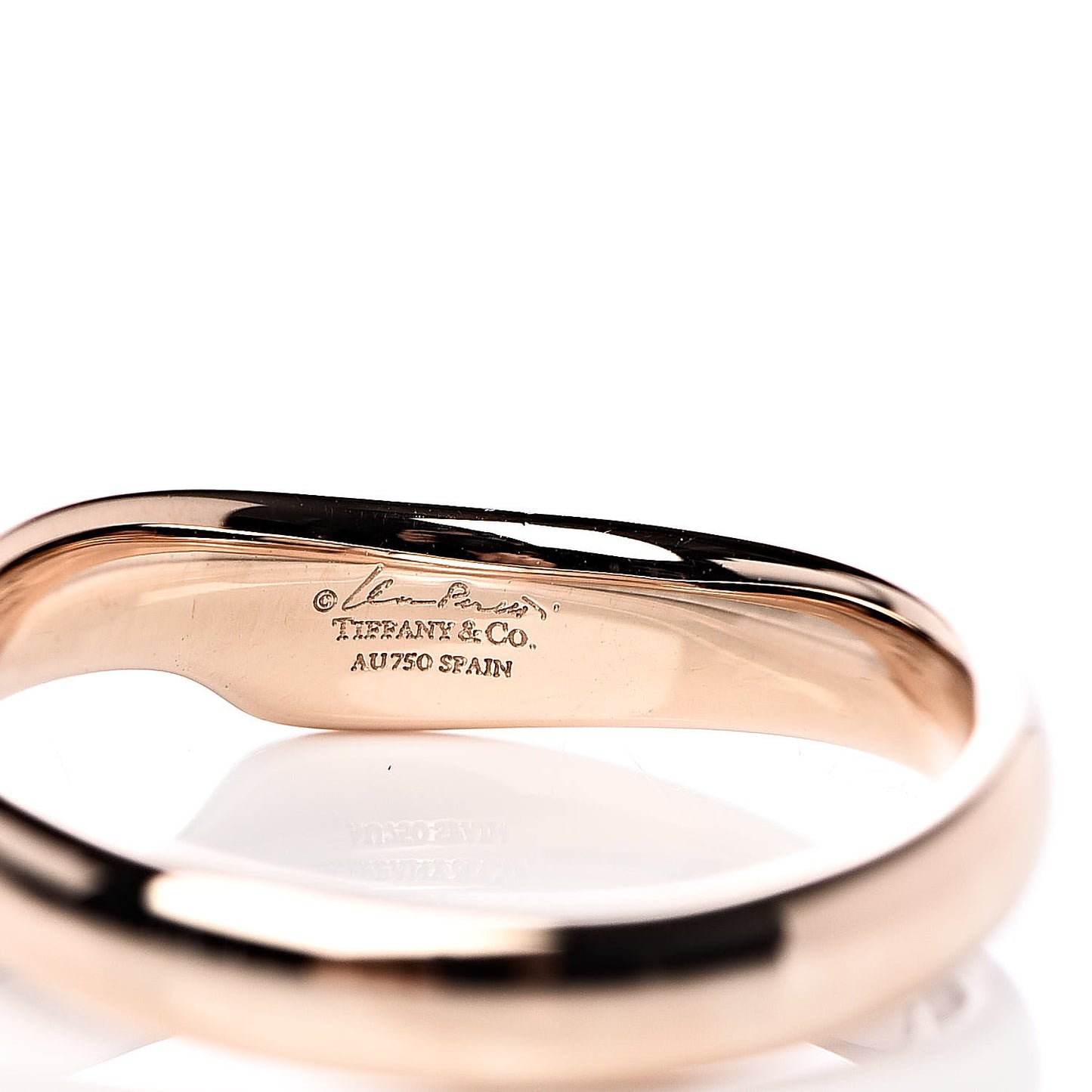 18K Rose Gold Diamond Elsa Peretti Open Heart Band Ring 50 5.25