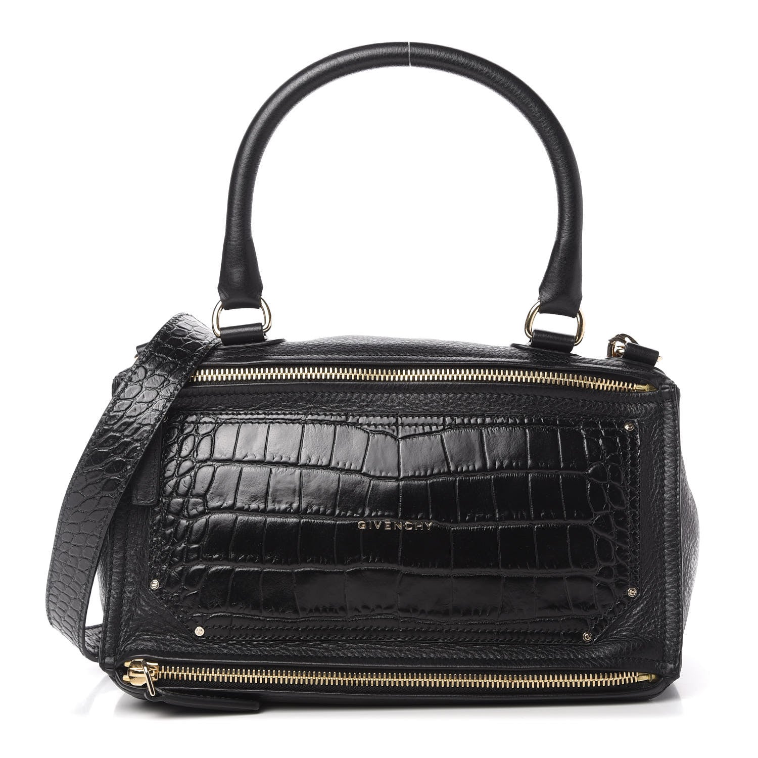 Givenchy Calfskin Crocodile Embossed Medium Pandora Black 1 of 10