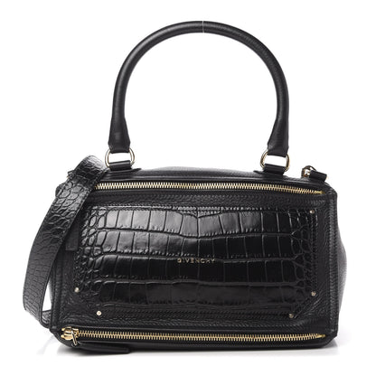 Givenchy Calfskin Crocodile Embossed Medium Pandora Black 1 of 10