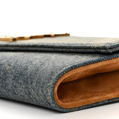 Saint Laurent Denim Monogram Chain Wallet Rodeo Blue Cinnamon 10 of 10