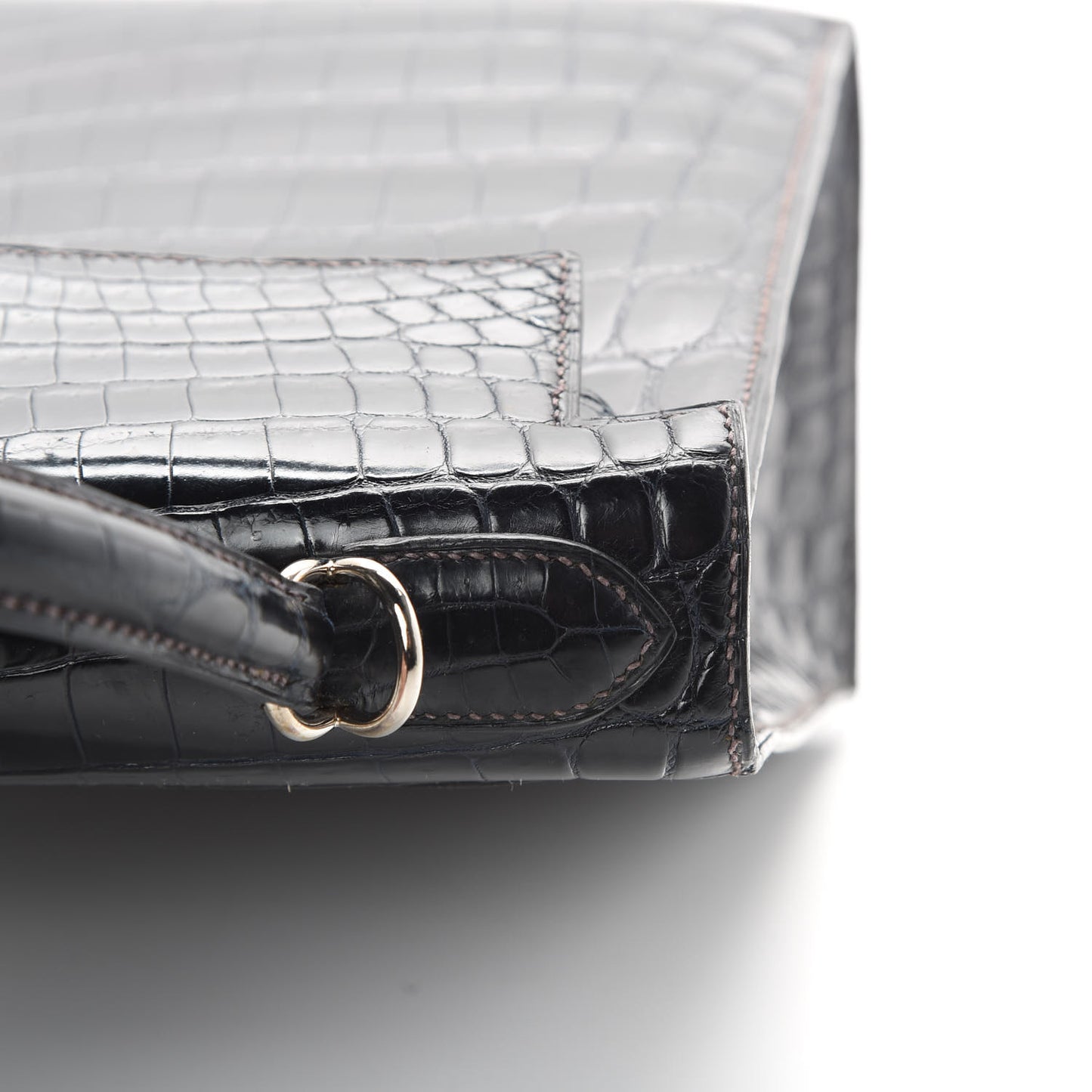 Shiny Niloticus Crocodile Kelly Sellier 28 Bleu Marine