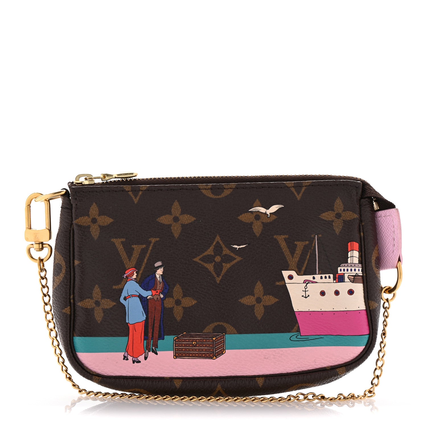 Louis Vuitton Monogram 2016 Christmas Animation Mini Pochette Accessories Rose Ballerine 1 of 8