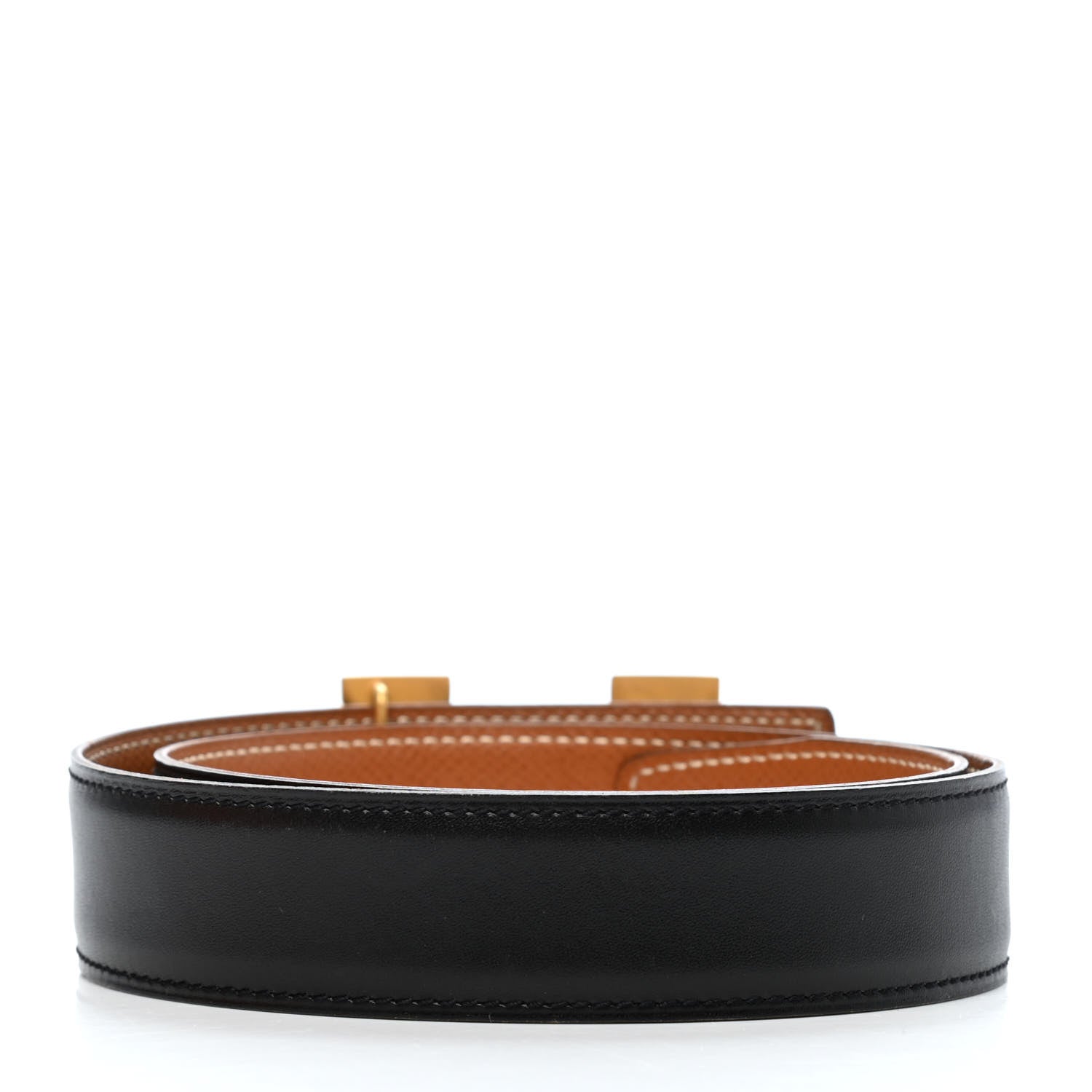 Hermes Box Courchevel 32mm H Belt 65 Black Gold 2 of 3