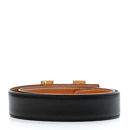 Hermes Box Courchevel 32mm H Belt 65 Black Gold 2 of 3