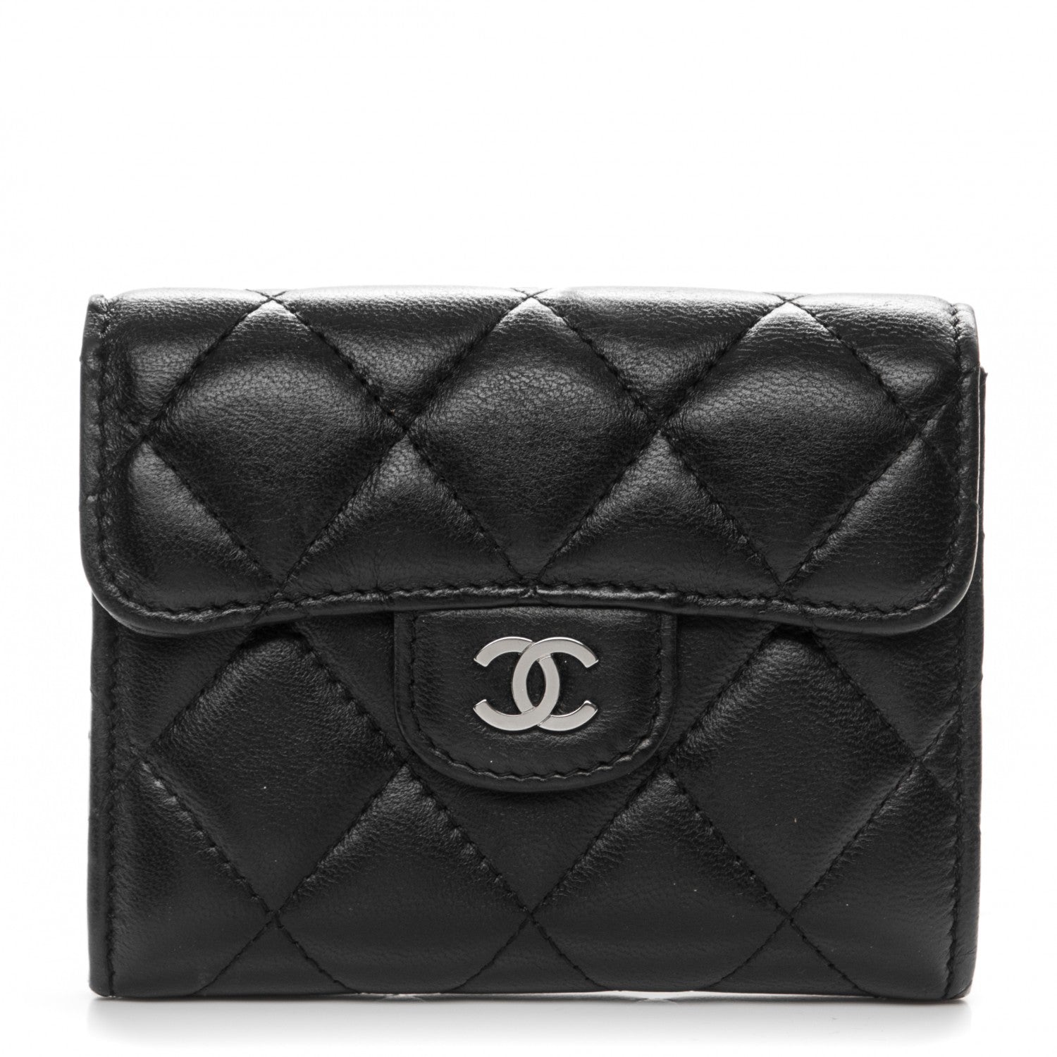 Chanel Lambskin Quilted Flap Card Holder Wallet Black 1 of 7