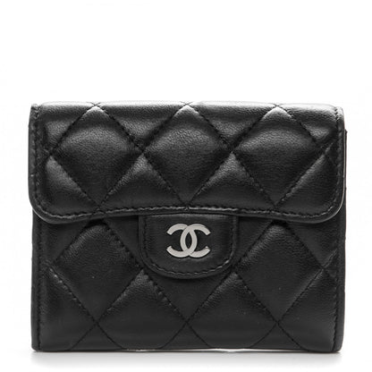 Chanel Lambskin Quilted Flap Card Holder Wallet Black 1 of 7
