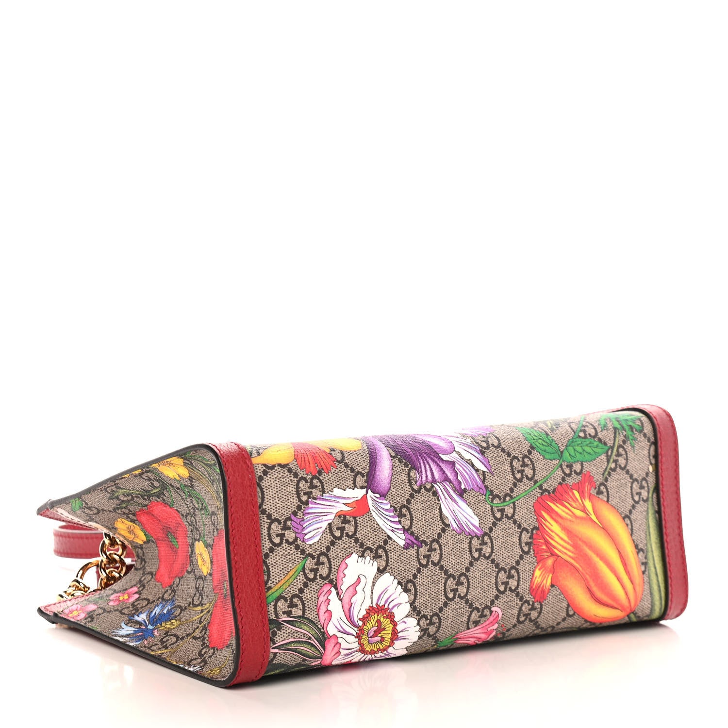 Gucci GG Supreme Monogram Flora Small Padlock Tote Red 4 of 10