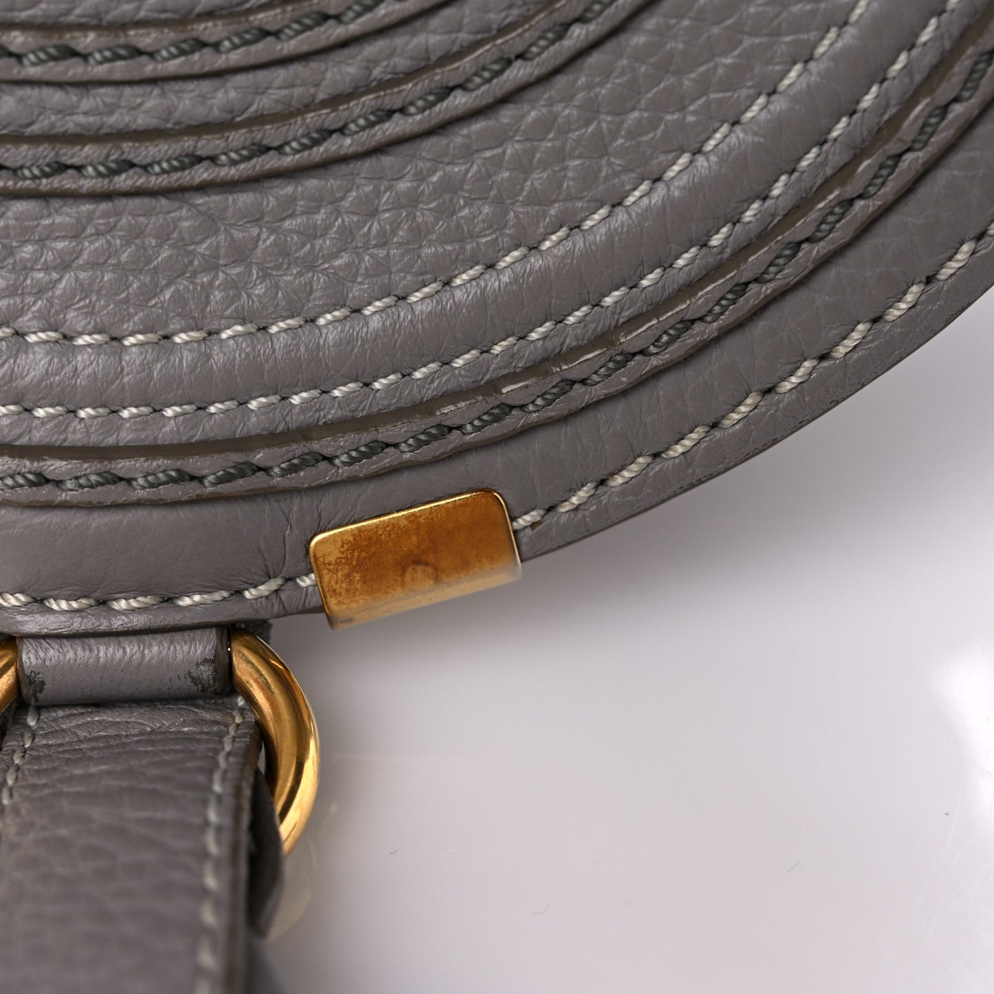 Calfskin Mini Marcie Round Crossbody Bag Cashmere Grey