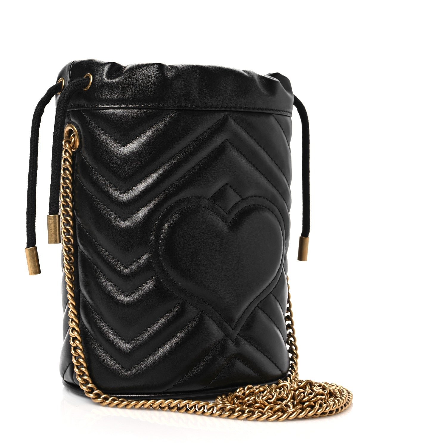 Gucci Calfskin Matelasse Mini GG Marmont 2.0 Bucket Bag Black 3 of 6