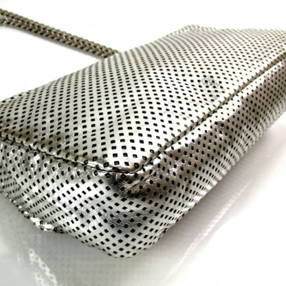 Chanel Metallic Crackled Calfskin Perforated Drill Flap Silver 5 of 12