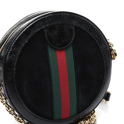Gucci Suede Patent Web Mini Ophidia Round Shoulder Bag Black 13 of 16