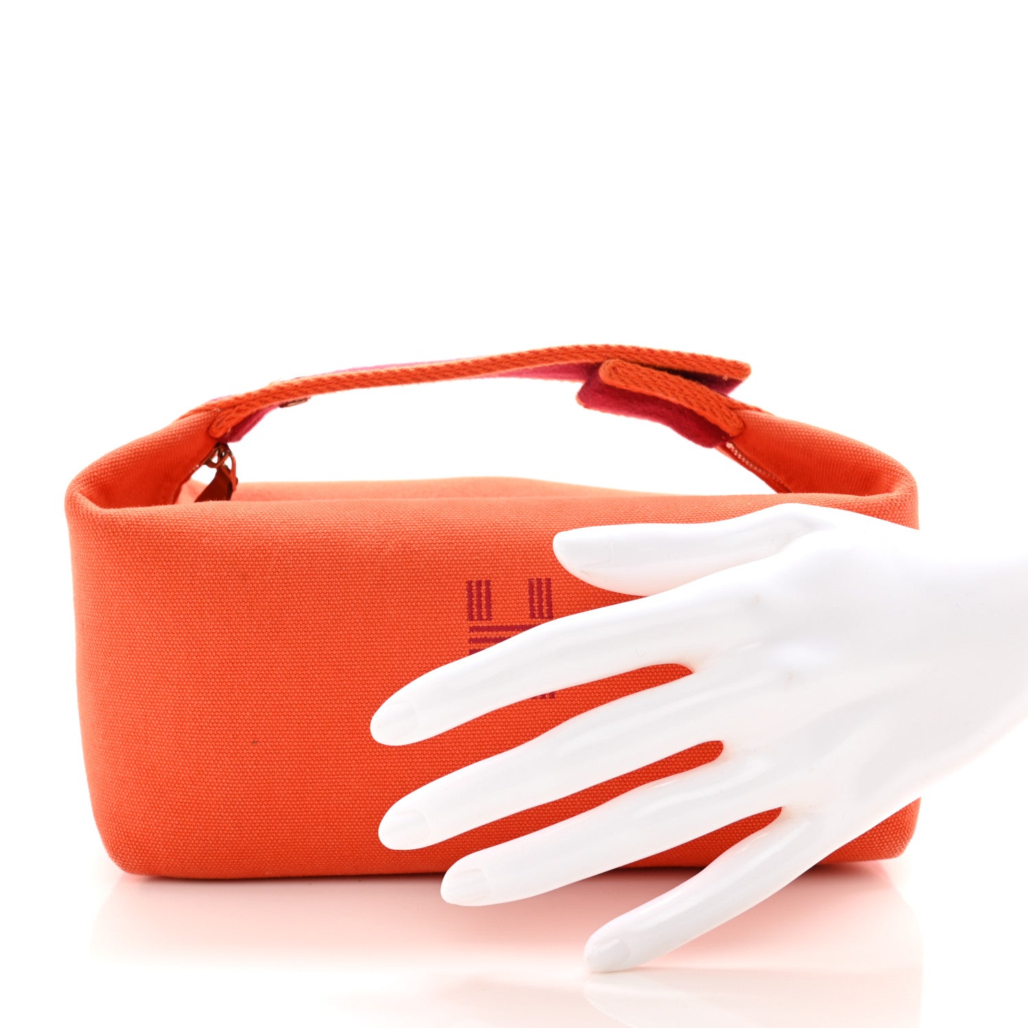 Hermes Canvas Small Bride-A-Brac Pouch Orange Burgundy 2 of 6