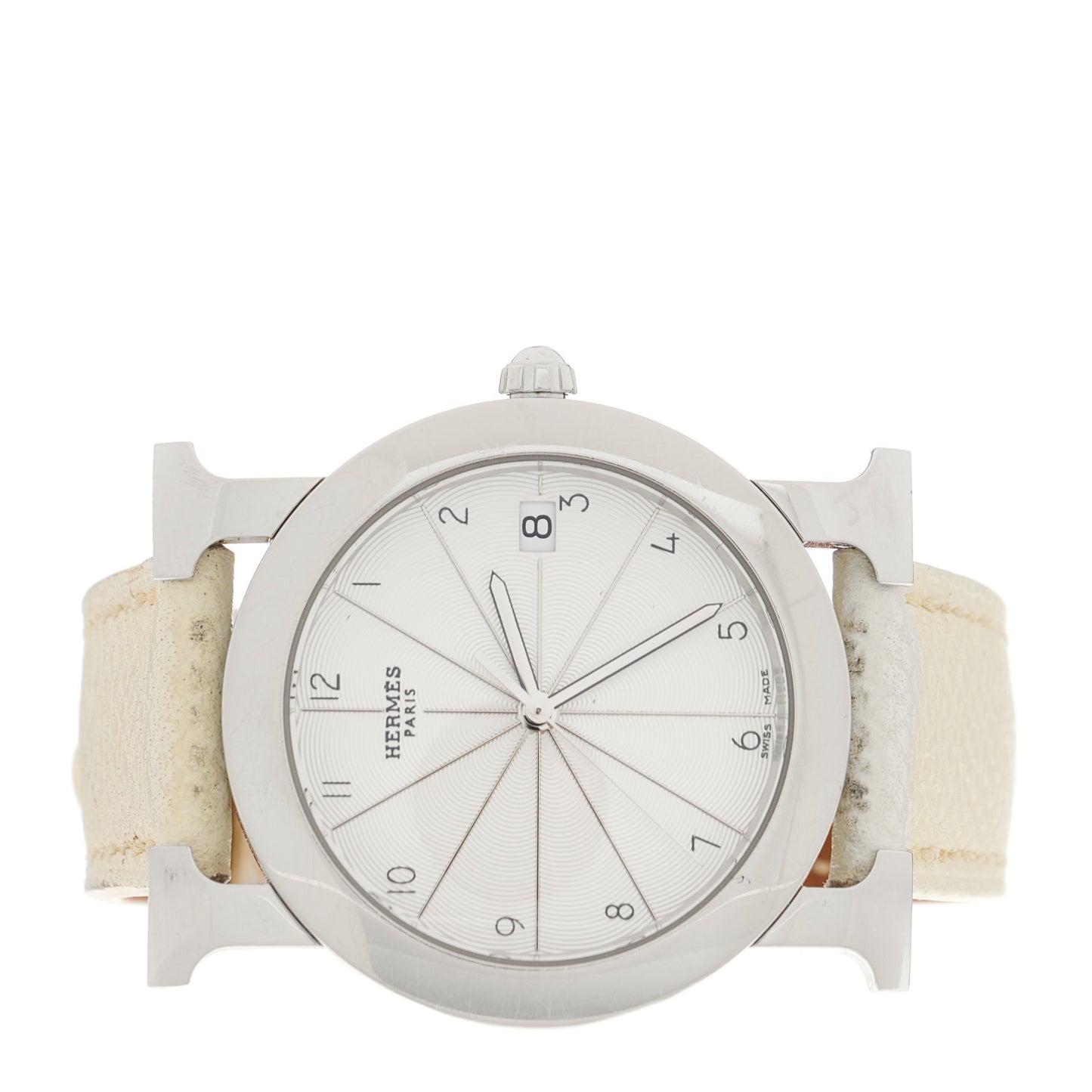 Stainless Steel Epsom 31mm Heure H Ronde Quartz Watch Blanc