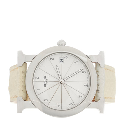 Hermes Stainless Steel Epsom 31mm Heure H Ronde Quartz Watch Blanc 2 of 5