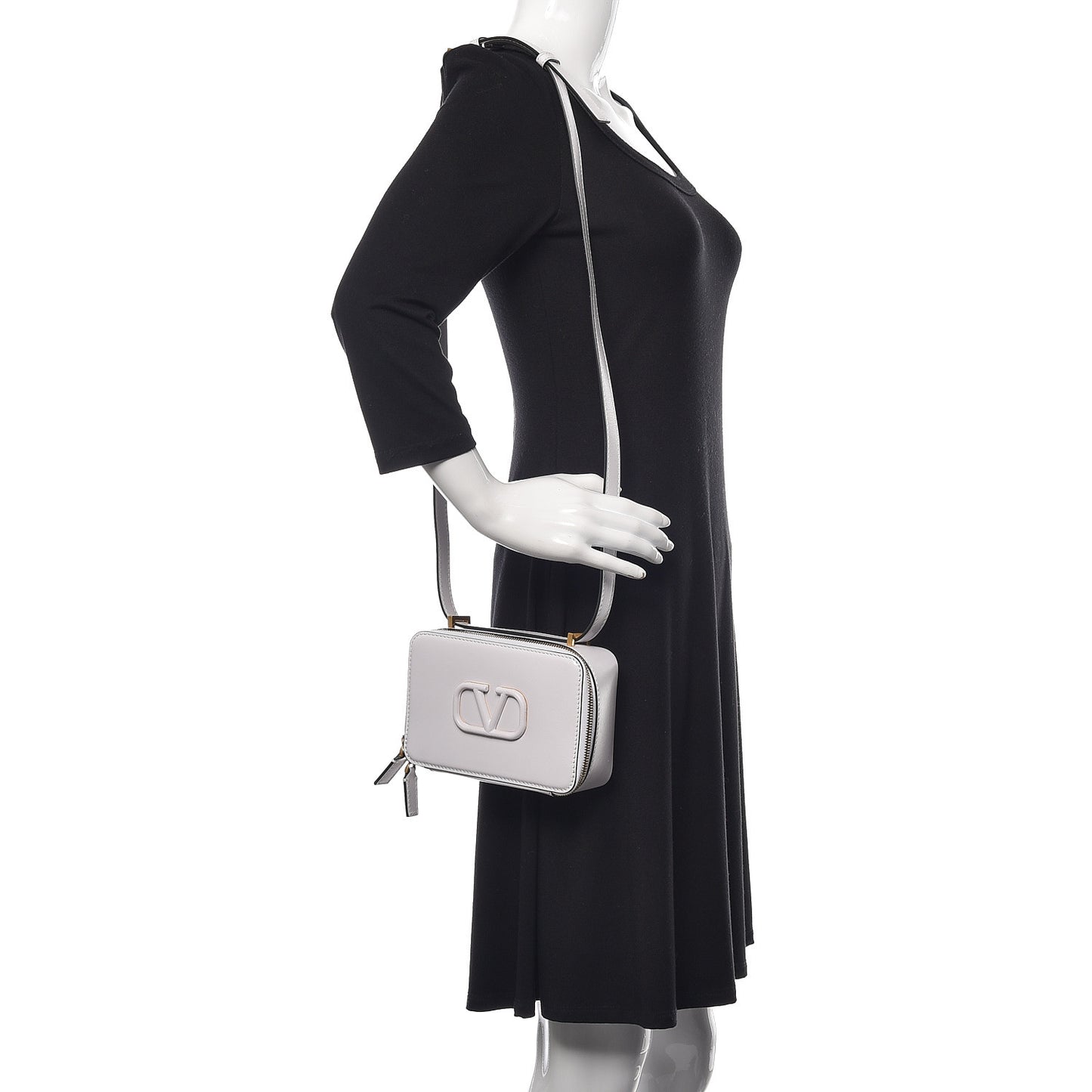 Smooth Calfskin VSling Crossbody Bag White