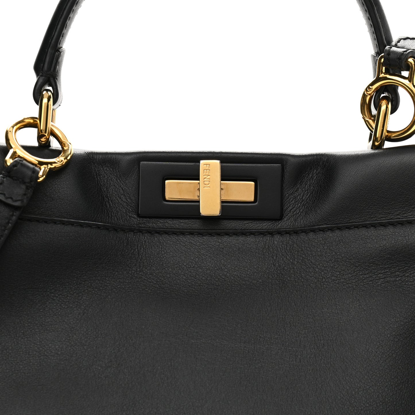 Vitello Seta Shiny Nappa Medium Peekaboo Iconic Satchel Black