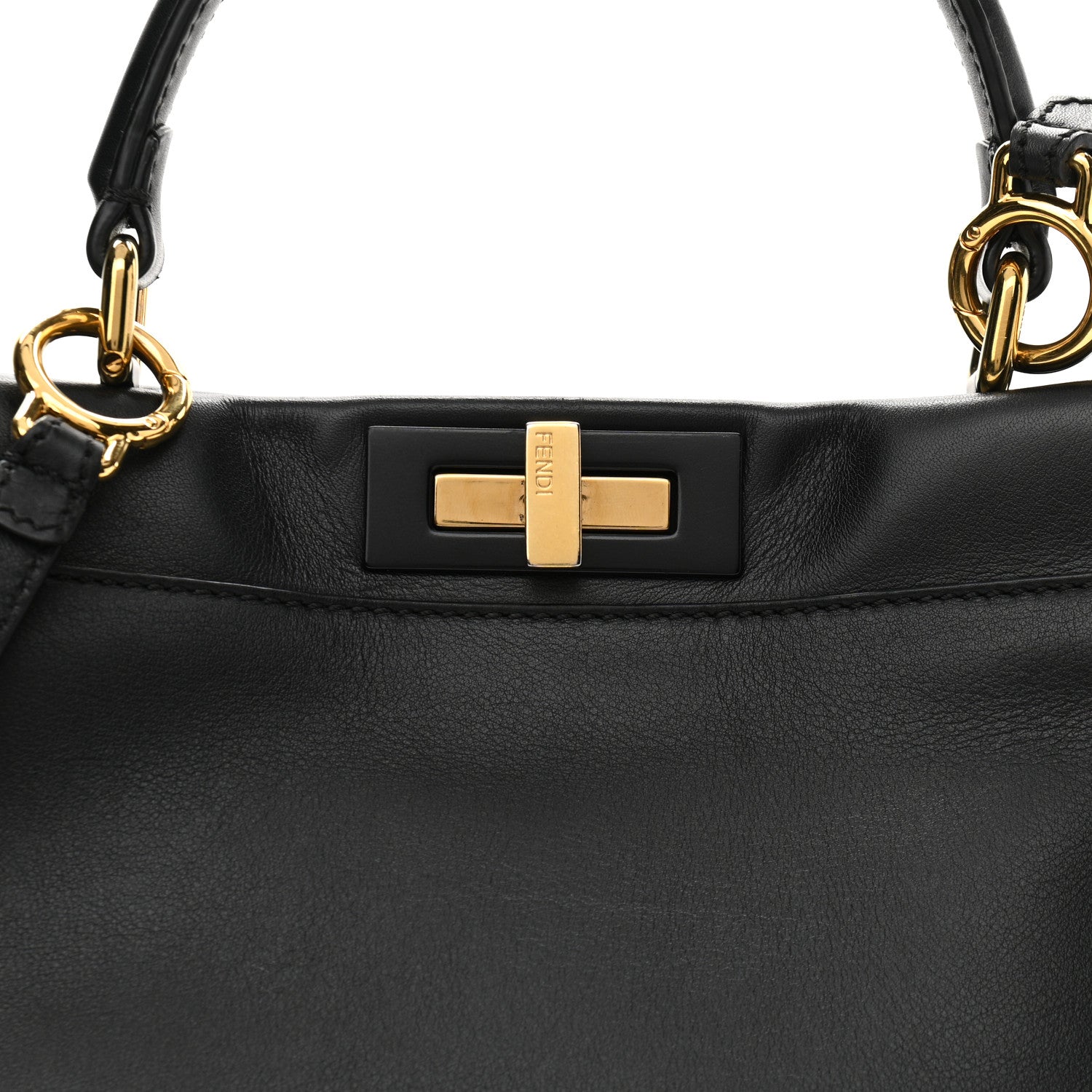 Fendi Vitello Seta Shiny Nappa Medium Peekaboo Iconic Satchel Black 12 of 12