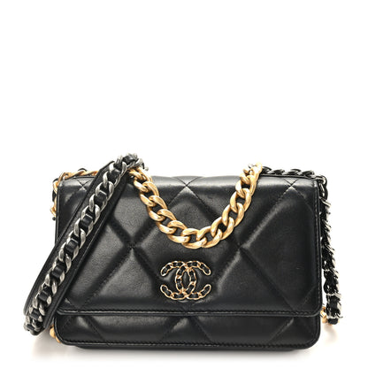 Chanel Lambskin Quilted Chanel 19 Wallet On Chain WOC Black 1 of 10