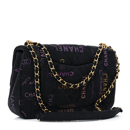 Chanel Denim Quilted Denim Mood Large Flap Black Multicolor 3 of 9
