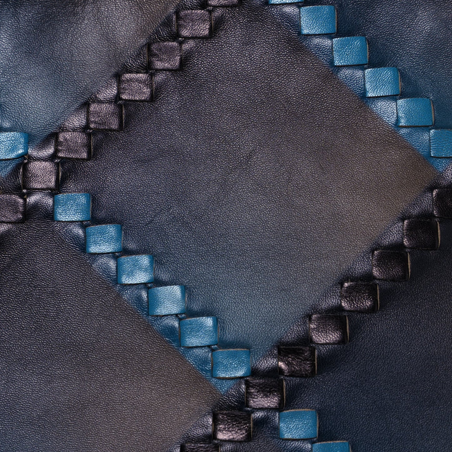 Calfskin Intrecciato Diamond Tote Black Blue