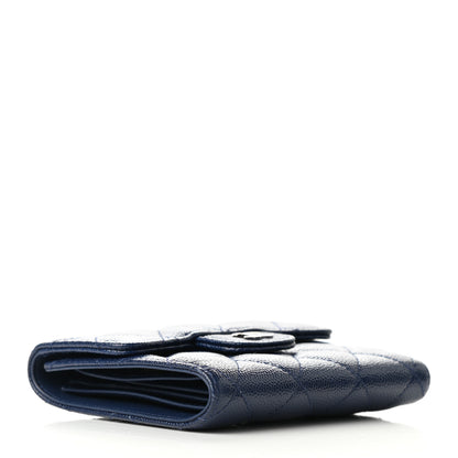 Chanel Caviar Quilted Compact Flap Wallet Navy 4 of 10