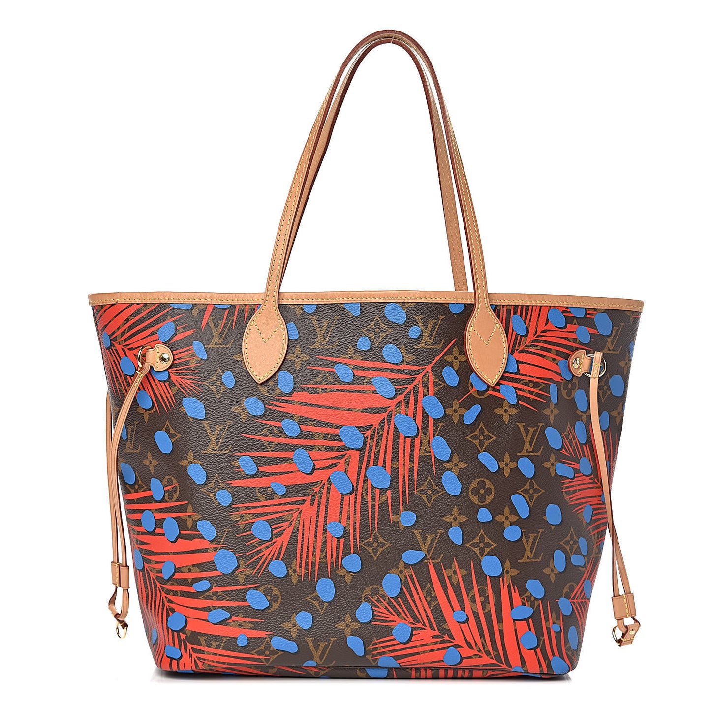Monogram Jungle Dots Neo Neverfull MM Coquelicot Denim