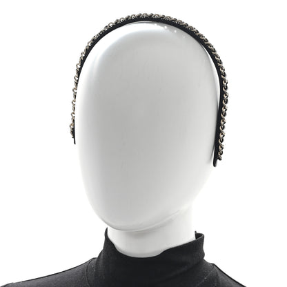 Chanel Metal Lambskin CC Chain Headband Gold Black 2 of 6