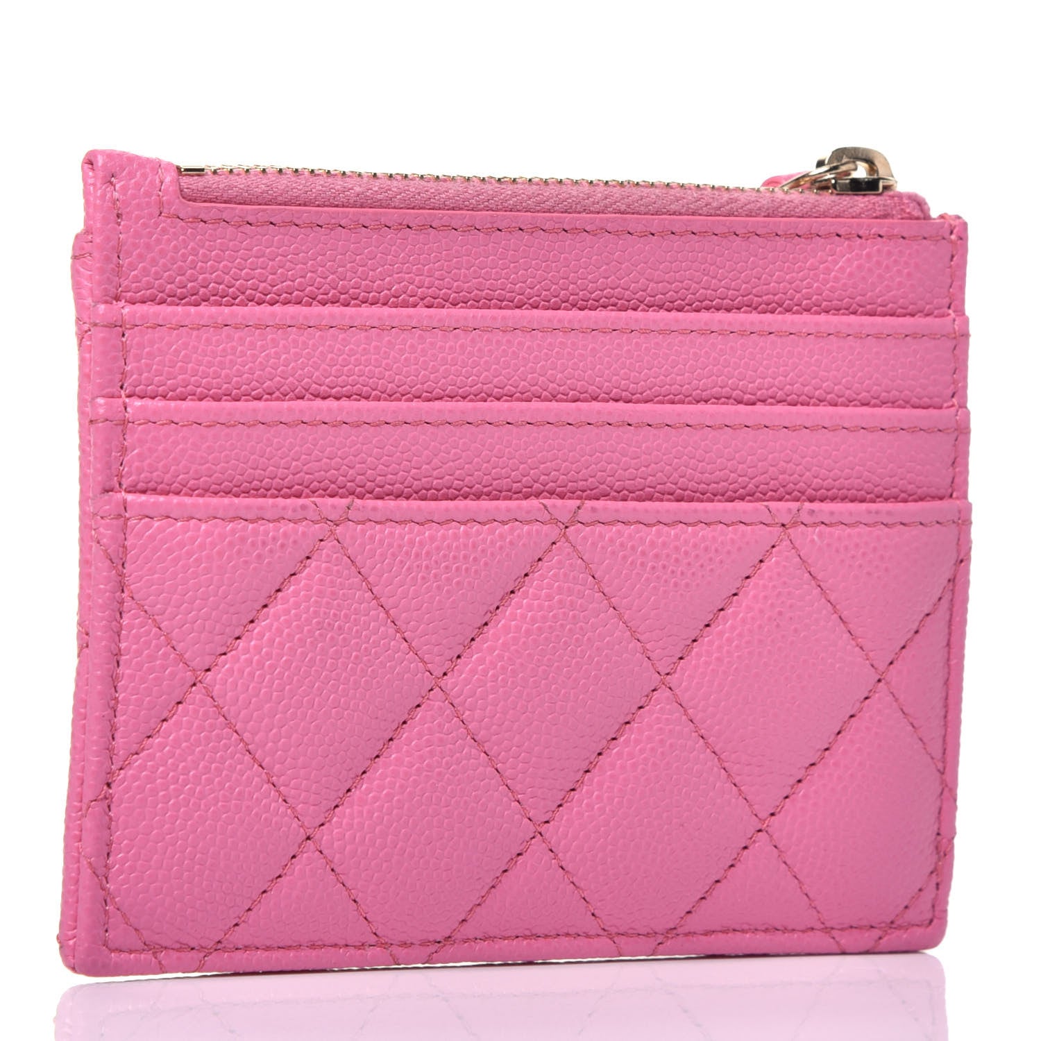 Chanel Caviar Quilted CC Zip Card Holder Pink 3 of 7