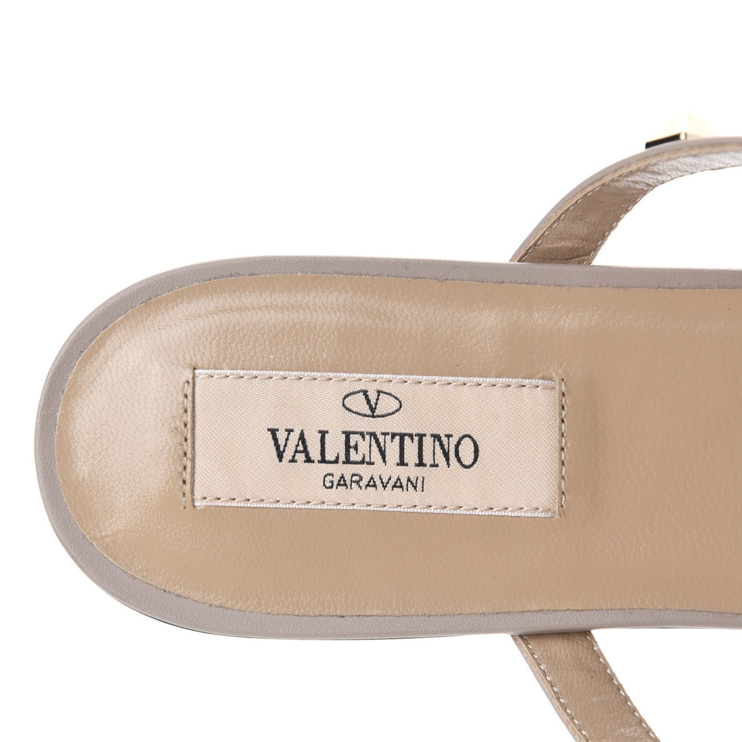 Pebbled Calfskin Rockstud Flat Cage Mules 38 Poudre